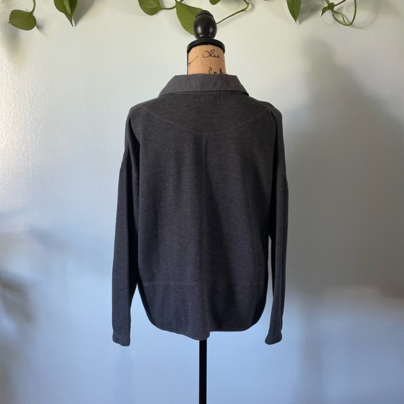 Vintage 90s Express Tricot Collared Button Front Knit Long Sleeve in Grey Blue - Picture 9 of 10